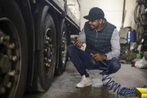 Putting air in a truck tire